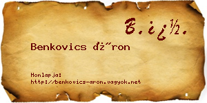 Benkovics Áron névjegykártya